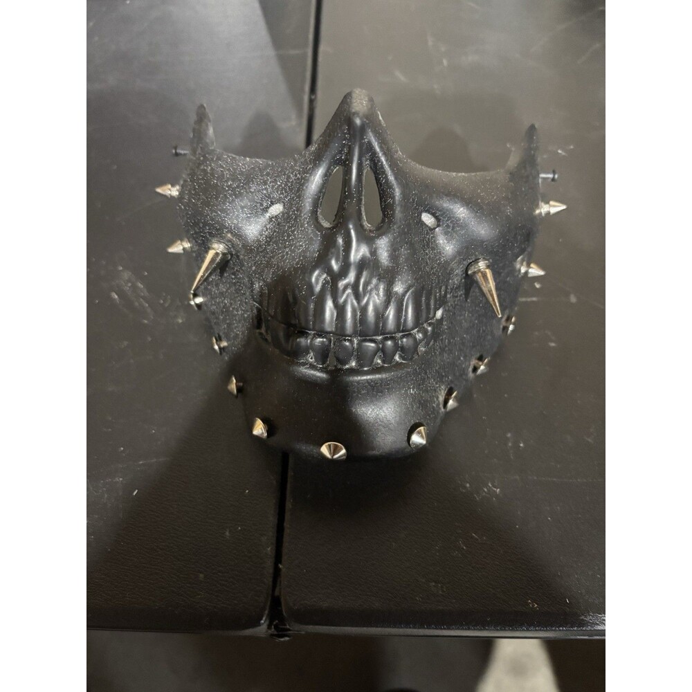 Black Skull Half Face Mask with Metal Spikes – Punk Gothic Costume Mask